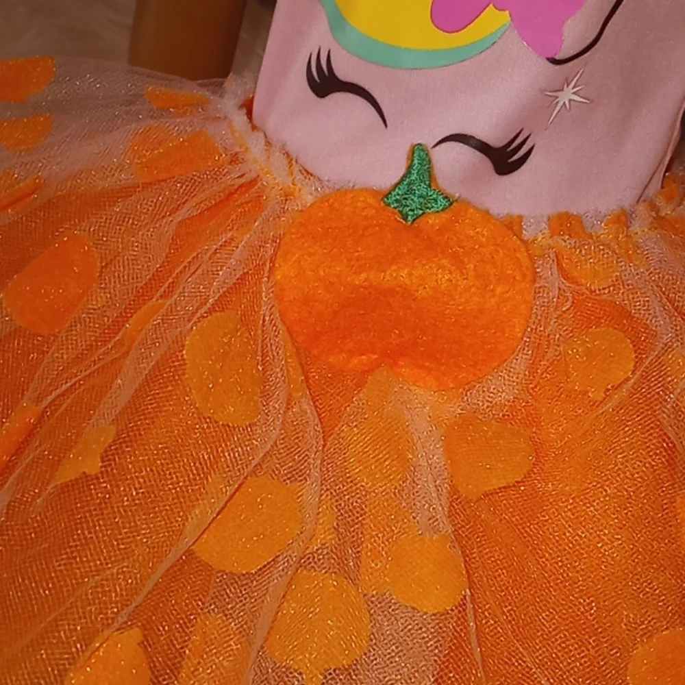 Baby Gear Halloween Fall Pumpkin Polka Dot Tutu Skirt Size 2T / 4T